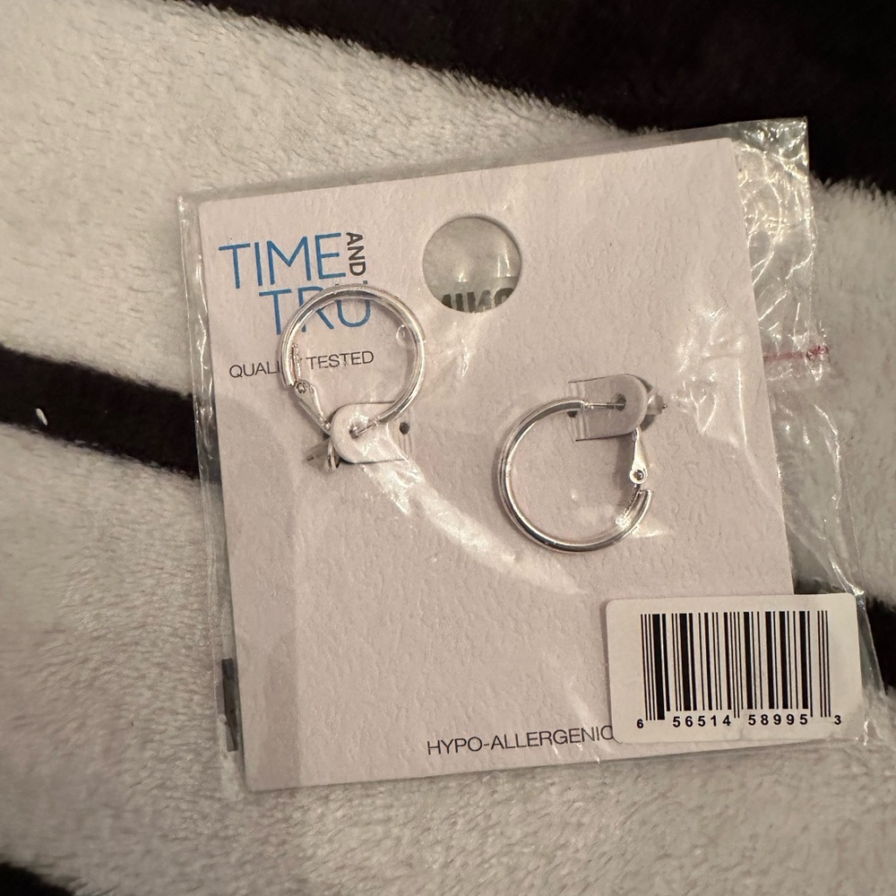 Time and true hoop earrings silver colour